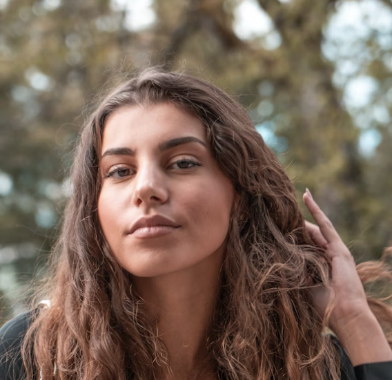 Brunette woman outdoor portrait